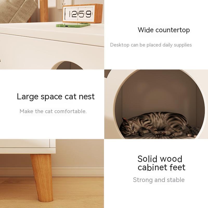 Solid Wood Leg Cat Nest Bedside Table Simple Modern null