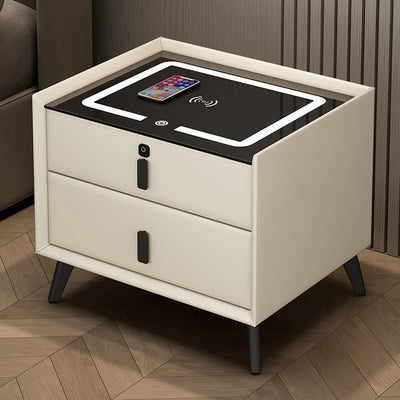 Smart Bedside Table Solid Wood Simplicity Wireless Charging Bedside Cabinet null