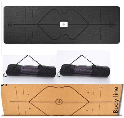 Non Slip TPE Yoga Mat Position Line Beginner null