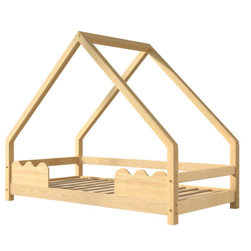 Whimsical Wooden House Bed Frame for Kids