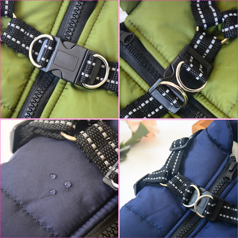 Waterproof Dog Clothes Winter Dog Coat With Harness Warm Pet Clothing Big Dog Jacket Chihuahua Labrador Coat Costume null