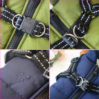 Waterproof Dog Clothes Winter Dog Coat With Harness Warm Pet Clothing Big Dog Jacket Chihuahua Labrador Coat Costume null
