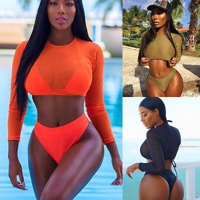 Three-piece Solid Sexy See-through Bikini null