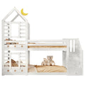 Wooden House Bunk Bed with Storage Stairs & Playhouse Frame - Morderncharm store