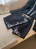 Diamond Blue And Fruit Collar Short Tweed Coat Short Skirt null
