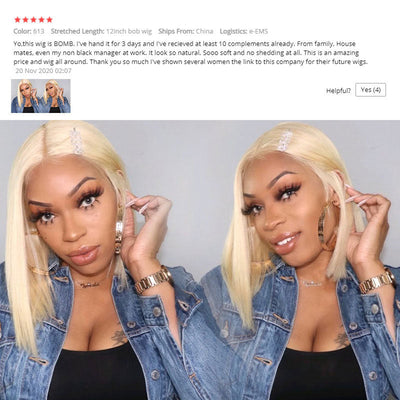 613 Blonde Bob Wig Short Straight Human Hair Wigs For Women null