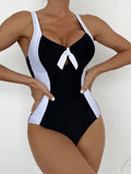 Classic Black And White Contrast Color Fit Swimsuit null