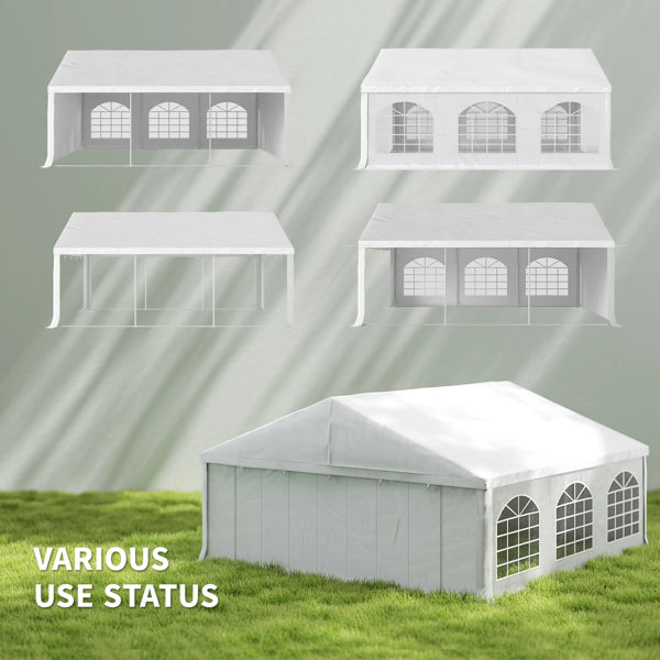 Wooden gazebo with a classic design, featuring a sturdy frame, open sides, and a shingled roof, set in a lush garden setting.