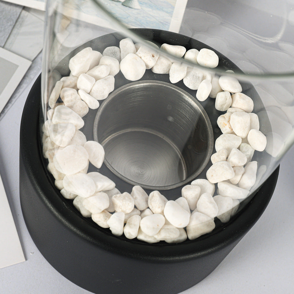 Portable Glass Decorative Alcohol Fireplace Table Lamp null