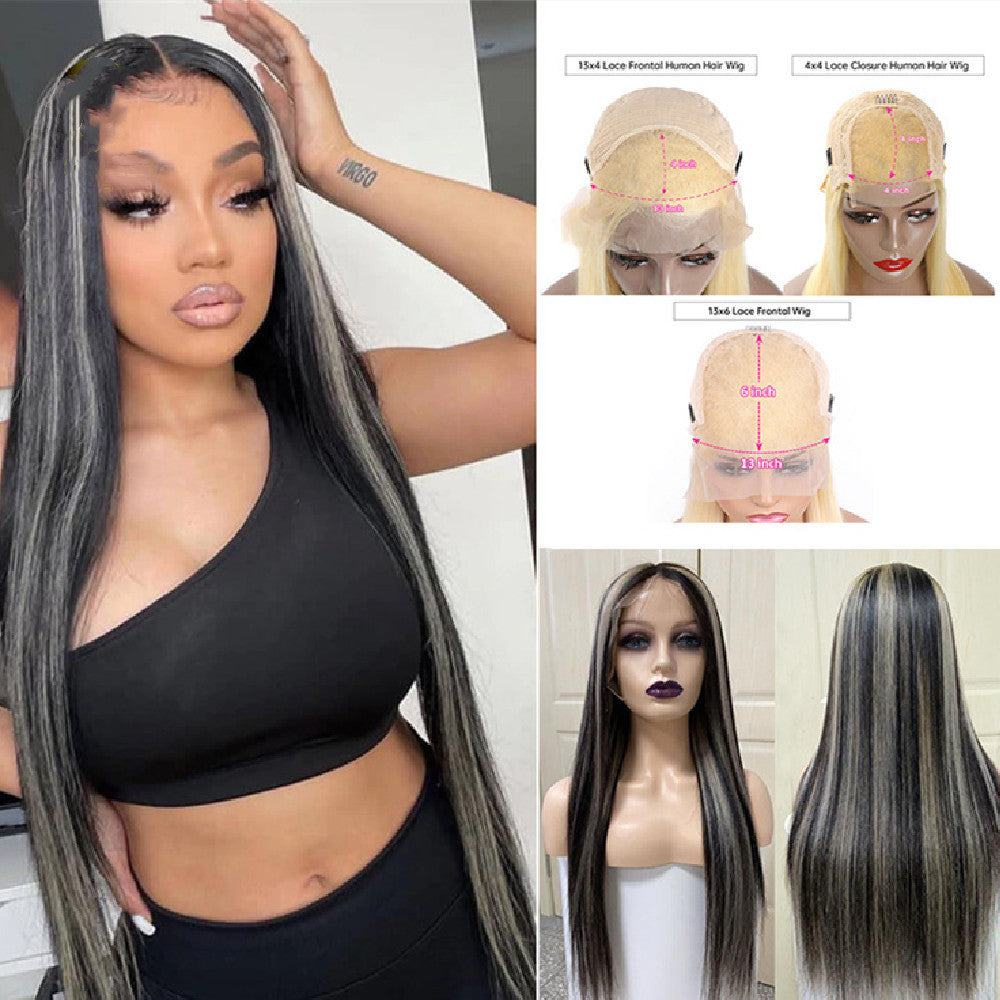 Piano Color Highlight P1bGrey Highlight Straight Wig Human Hair Wig null