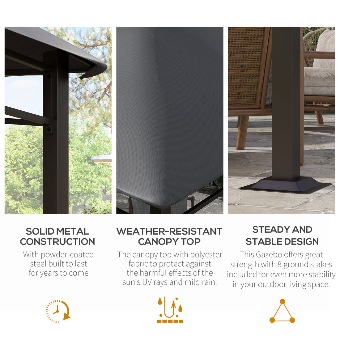 10' x 10' Soft Top Patio Gazebo Outdoor Canopy with Geometric Roof