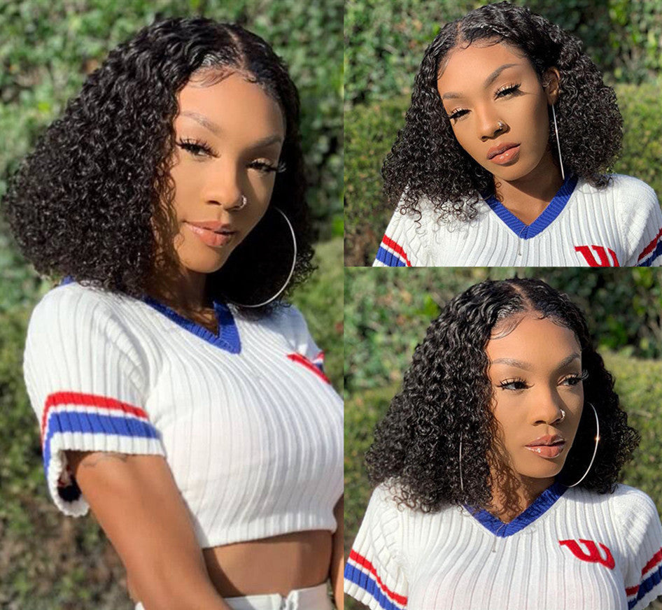 Kinky Curly Short Bob Lace Front Human Hair Wig null