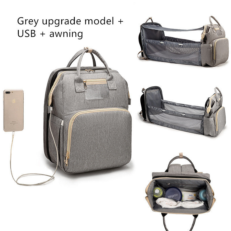 USB Charging Version Mommy Bed Backpack Folding Large Capacity Multi-function null
