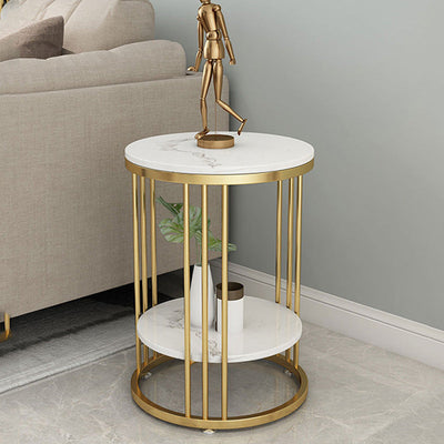 Creative Double-layer Living Room Wrought Iron Round Small Coffee Table null