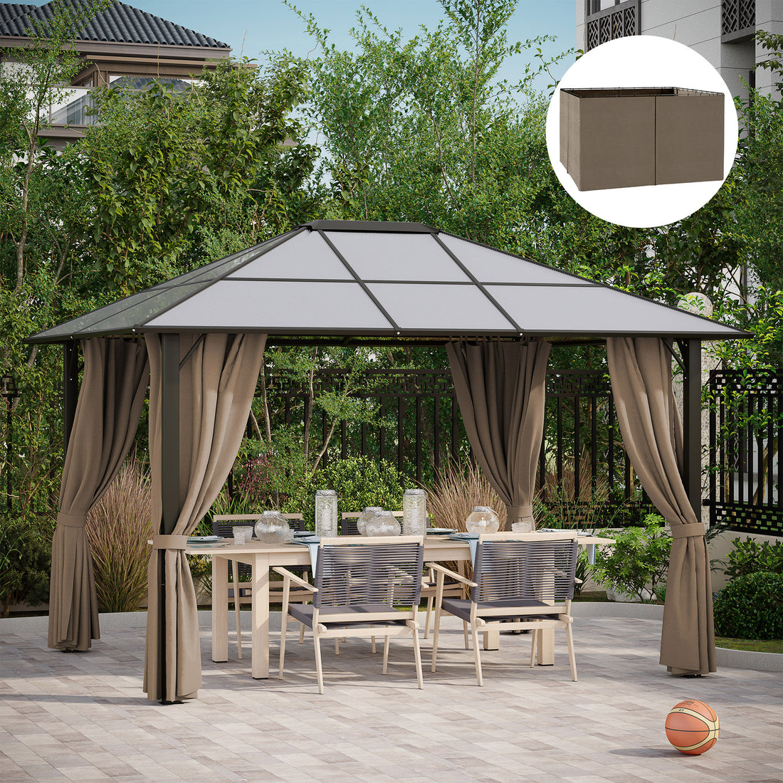 9.84' X 11.8' Gazebo Sidewall Set With Hooks/C-Rings, Brown - Morderncharm store
