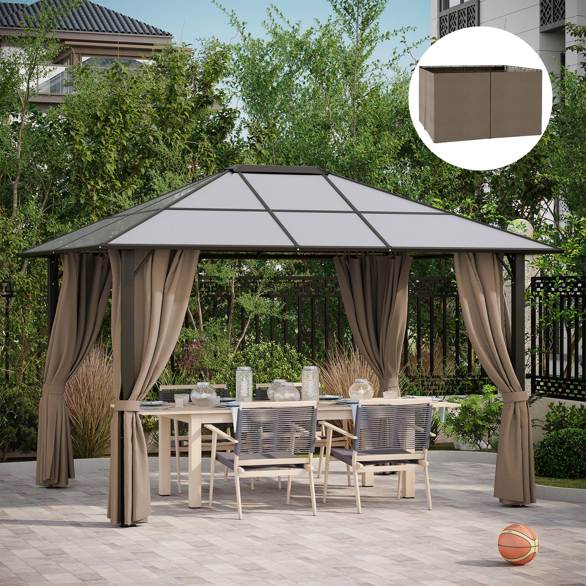 9.84' X 11.8' Gazebo Sidewall Set With Hooks/C-Rings, Brown - Morderncharm store