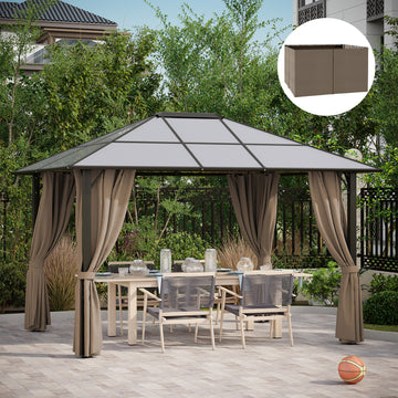 9.84' X 11.8' Gazebo Sidewall Set With Hooks/C-Rings, Brown - Morderncharm store