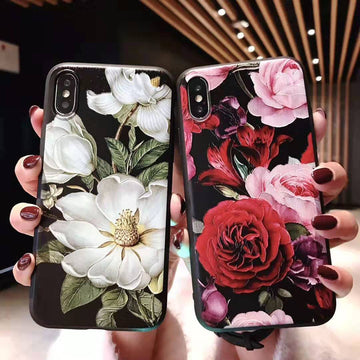 Luxury Rose & Magnolia Matte Shockproof Cover