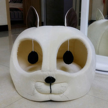 Cute Cat Face Enclosed Pet Bed Cave