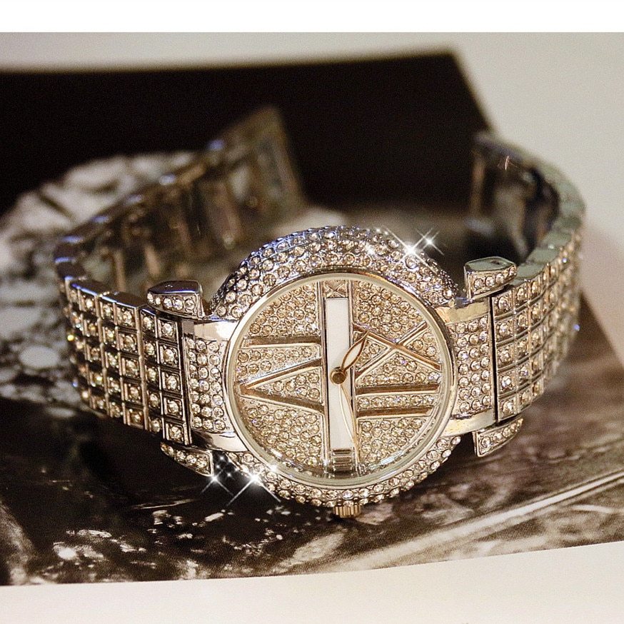 Luxury Diamond Women Watches Fashion Brand Stainless Steel Bracelet Wrist Watch Women Design Quartz Watch Clock relogio feminino null