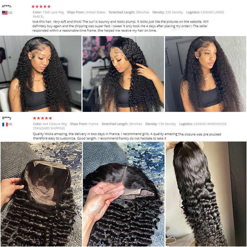 Deep Wave T Part Frontal Wig Human Hair Headgear null