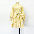 Belt Lantern Sleeve Holiday Swing Dress null