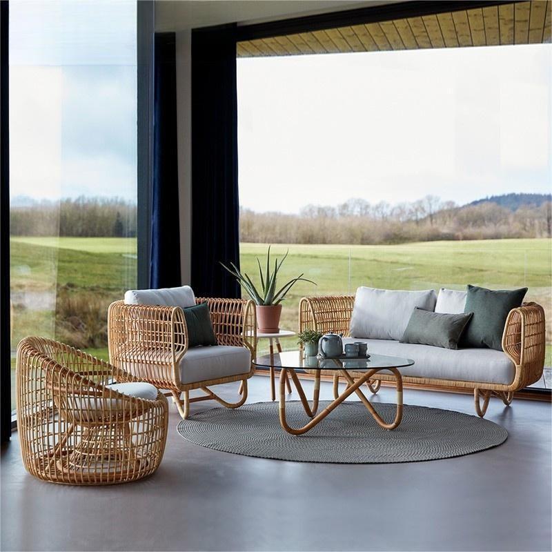 Outdoor Sofa Woven Rattan Chair Tea Table Combination null