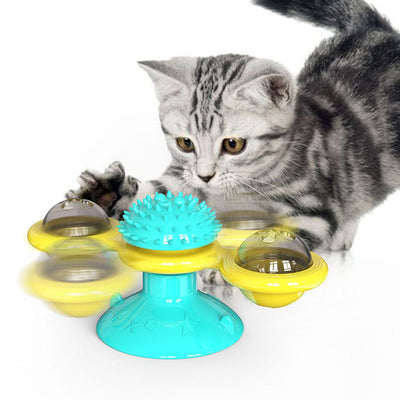 Cat Rotating Windmill Multi-Function Toys Itch Scratching Device Teeth Shining Toy null