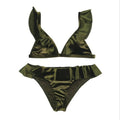 Women Ice Velvet Ruffle Bikini Sets Band null