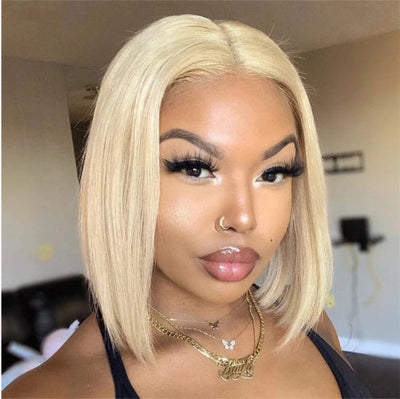 613 Blonde Bob Wig Short Straight Human Hair Wigs For Women null