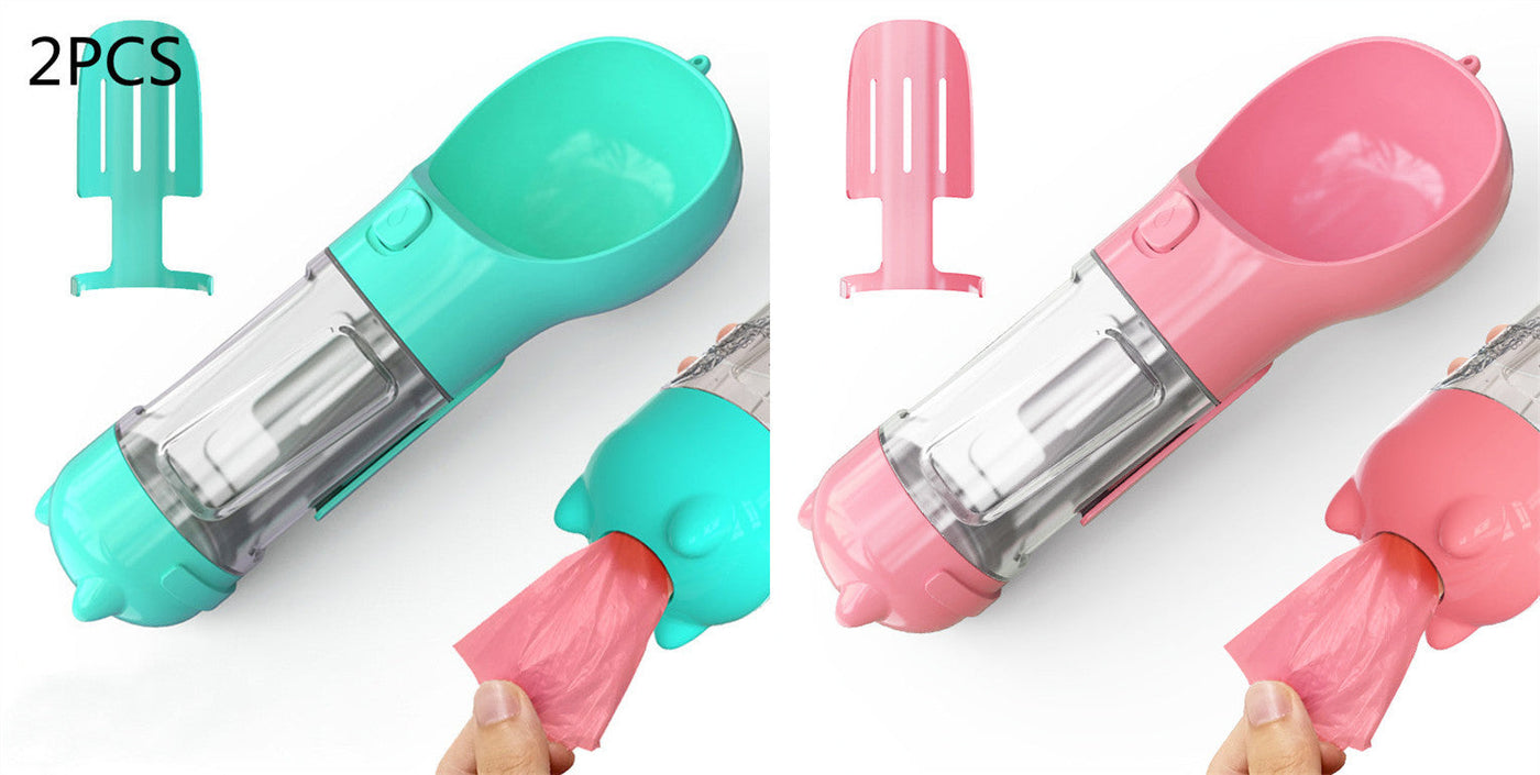 Pet Water Bottle Feeder Bowl Garbage Bag Storage Portable Pet Outdoor Travel 3 In 1 Dog Water Bottle null