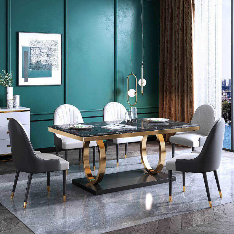 Modern Household Simple Slate Dining Table And Chair Combination null