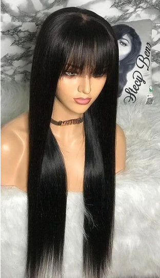 European And American Style Bangs Headgear Human Hair Wig Full Mechanism Headgear Fringe Wig null