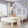 Wooden Bed, Pull Out Bed, 3ft Single Bed 90x190cm, Exquisite Safety Guardrails, Aesthetic Roof Design,  Pine MDF Plywood, White - Morderncharm store