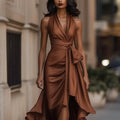 Luxury Burgundy Sequin One-Shoulder Evening Gown - Morderncharm store
