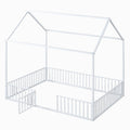 Twin modern wood house bed frame with a cozy cabin-style design and sturdy wooden construction, ideal for a child's bedroom.