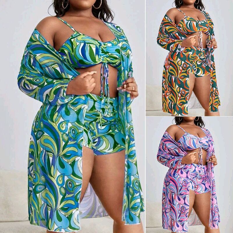 Women's Floral Swimsuit Bikini Three-piece Set null