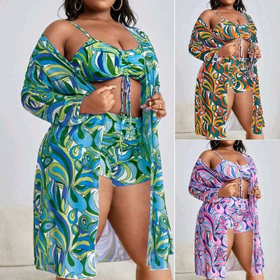 Women's Floral Swimsuit Bikini Three-piece Set null