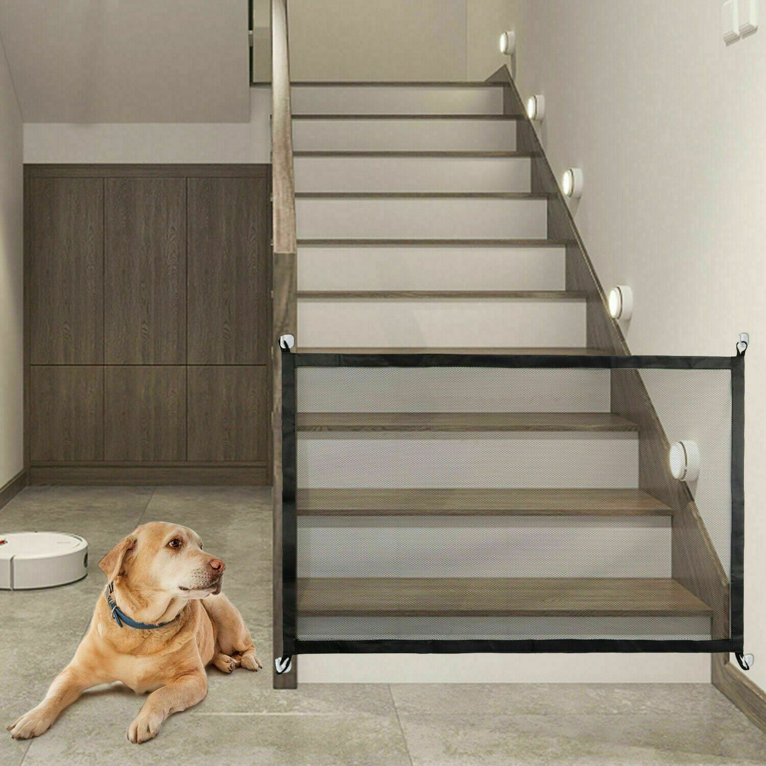 Pets Dog Cat Baby Safety Gate Mesh Fence Magic Portable Guard Net Stairs Doors null