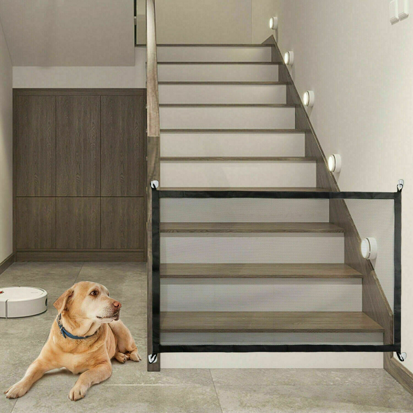 Pets Dog Cat Baby Safety Gate Mesh Fence Magic Portable Guard Net Stairs Doors null