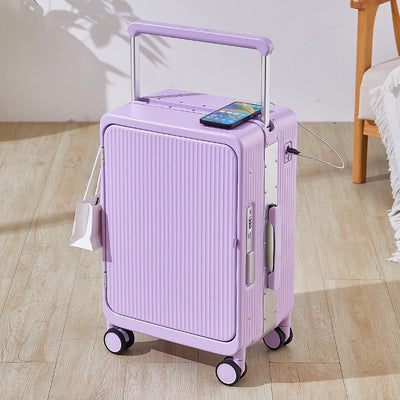 Multifunctional USB Charging Trolley Case Front Fastening Wide Trolley Universal Wheel 20-inch Boarding null
