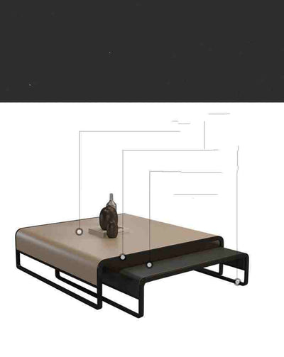 Telescopic Household Iron Art Leather Face Rectangular Coffee Table null