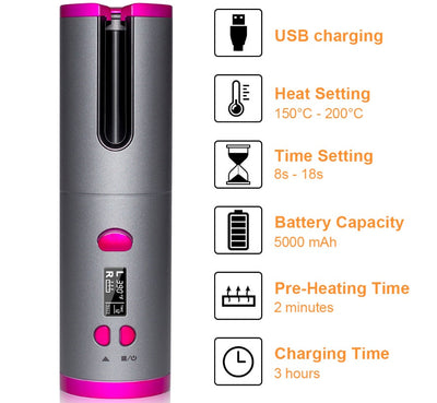 Curling Iron USB Wireless Multifunctional Charging Curler null