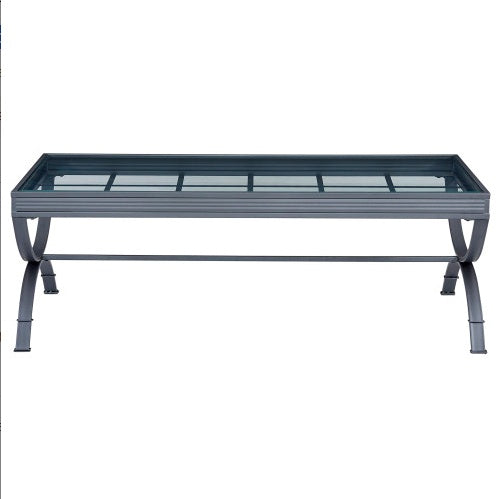 Modern Industrial Glass Coffee Table Set