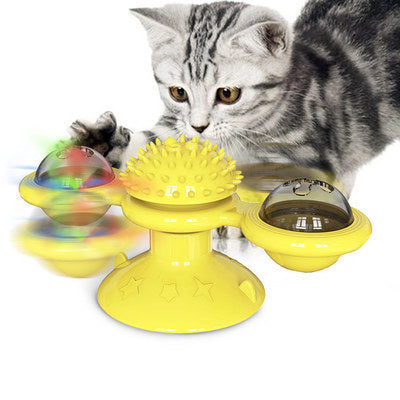Cat Rotating Windmill Multi-Function Toys Itch Scratching Device Teeth Shining Toy null