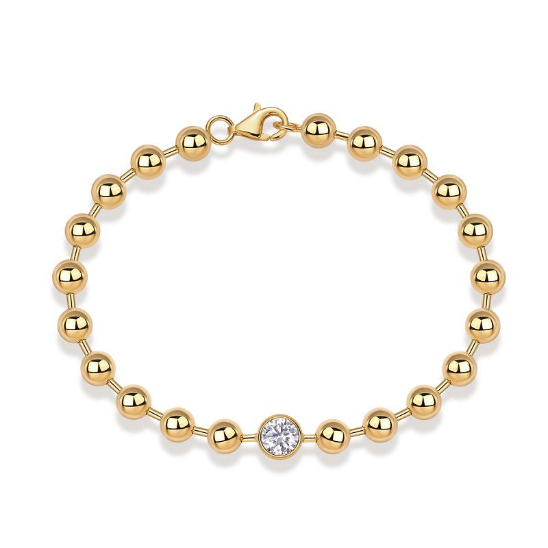 Women's moissanite chain bracelet featuring sparkling stones and a delicate ins style design, perfect for elegant occasions.