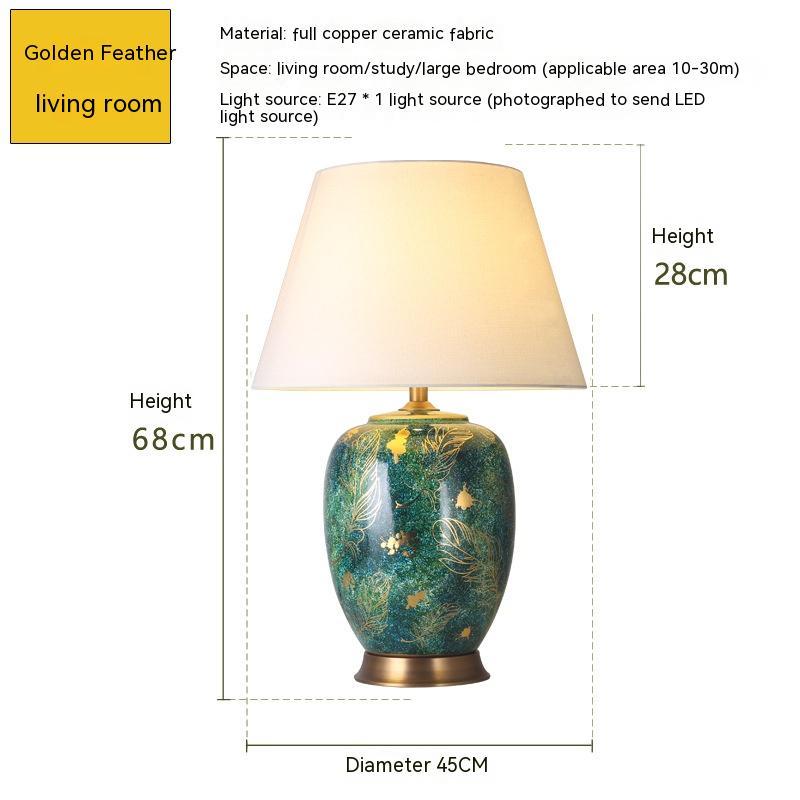 American Ceramic Table European Bedroom Bedside Lamp - Morderncharm store