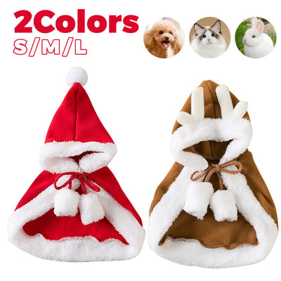 Cat Christmas Outfits, Dog Cat Santa Claus Outfit, Soft And Thick Xmas Cape With Hat, Christmas Cat Dog Costume Pet Cape, Cat Christmas Costumes For Cats, Medium Cat Cape For Cats null