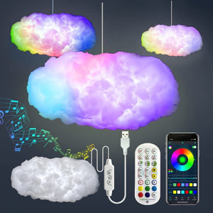 USB Cloud Light APP Control Music Synchronization 3D RGBIC Ambient Light Lightning Simulation Clouds Bedroom Room Light null