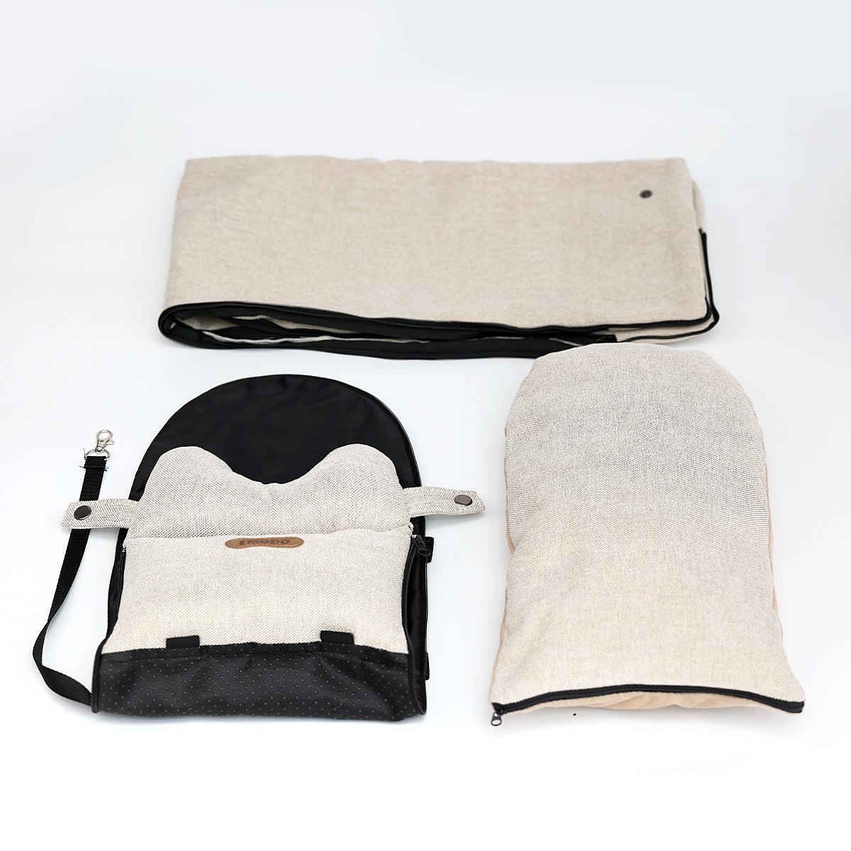 Luxury central console dog car seat in black with padded interior and adjustable straps for secure travel comfort.